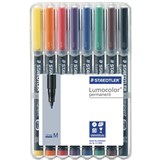 STAEDTLER 317 LUMOCOLOR PERMANENT MARKER BULLET 10MM ASSORTED WALLET 8