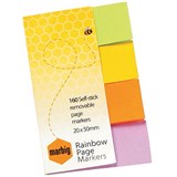 MARBIG NOTES RAINBOW PAGE MARKERS 160 SHEET 20 X 50MM ASSORTED