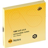 MARBIG REPOSITIONAL NOTES 100 SHEET 75 X 75MM YELLOW PACK 12