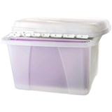 CRYSTALFILE PORTA STORAGE BOX WITH FILES TABS AND INSERTS 32 LITRE CLEAR
