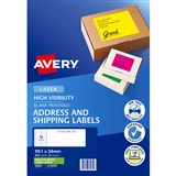 AVERY 35932 L7162FG HIGH VISIBILITY SHIPPING LABEL LASER 16UP FLUORO GREEN PACK 25