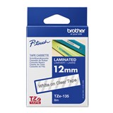 BROTHER TZE135 LAMINATED LABELLING TAPE 12MM WHITE ON CLEAR
