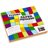 BRENEX FLUORO SQUARE PAPER SHAPES SINGLE SIDED 127 X 127MM ASSORTED PACK 100