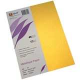 QUILL METALLIQUE PAPER 120GSM A4 AUTUMN GOLD PACK 25