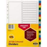 MARBIG DIVIDER PP 20TAB A4 ASSORTED