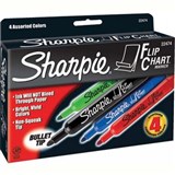 SHARPIE FLIP CHART MARKER BULLET BROAD 30MM ASSORTED PACK 4