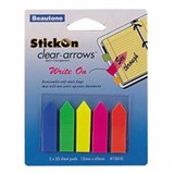 STICKON ARROW FLAGS 25 SHEETS 12 X 45MM ASSORTED PACK 5