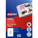 AVERY 959769 L7769 PHOTO QUALITY MULTIPURPOSE LABEL LASER 4UP GLOSS WHITE PACK 25