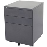 GO STEEL MOBILE PEDESTAL STEEL 3DRAWER LOCKABLE 460 X 472 X 610MM GRAPHITE RIPPLE