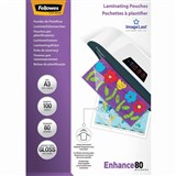 FELLOWES IMAGELAST LAMINATING POUCH GLOSS 80 MICRON A3 CLEAR PACK 100