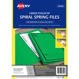 AVERY 88546 SPIRAL SPRING ACTION FILE FOOLSCAP GREEN PACK 5