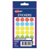 AVERY 932292 MULTIPURPOSE STICKERS CIRCLE 16MM MULTI COLOURED PACK 140
