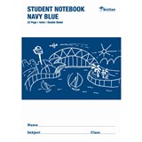 WRITER STUDENT NOTEBOOK 4MM DOUBLE RULEDGUIDE 32 PAGE 250 X 175MM NAVY BLUE