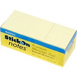 STICKON NOTES 100 SHEETS 38 X 50MM YELLOW