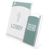 DEFLECTO SIGN HOLDER SLANTED PORTRAIT WITH SIDE DL BROCHURE POCKET A4 CLEAR