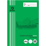 OLYMPIC NP864 EXERCISE BOOK NSW 8MM RULING 55GSM 64 PAGE 250 X 175MM GREEN