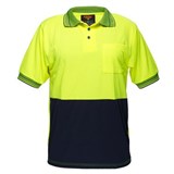 PORTWEST MP110 TWO TONED MICRO MESH POLO SHIRT YELLOW NAVY MEDIUM