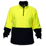 PRIME MOVER MF115 HIVIS POLAR FLEECE JUMPER LONG SLEEVE 14 ZIP 2TONE YELLOW NAVY 2XL