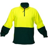 PRIME MOVER MF115 HIVIS POLAR FLEECE JUMPER LONG SLEEVE 14 ZIP 2TONE YELLOW GREEN 2XL