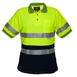 PORTWEST MP510 HIVIS POLO SHIRT MICRO MESH SHORT SLEEVE TAPE 2TONE YELLOW NAVY LARGE