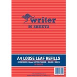 WRITER LOOSE LEAF REFILL REINFORCED 14MM DOTTED THIRDS 60GSM A4 50 SHEET