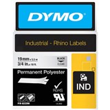 DYMO 622290 RHINO INDUSTRIAL TAPE PERMANENT POLYESTER 19MM BLACK ON CLEAR
