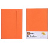 QUILL C6 COLOURED ENVELOPES PLAINFACE STRIP SEAL 80GSM 114 X 162MM ORANGE PACK 25