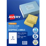 AVERY 936002 J8566 SHIPPING LABEL FROSTED INKJET 2UP CLEAR PACK 25
