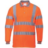 PORTWEST S277 HIVIS POLO SHIRT LONG SLEEVED ORANGE M