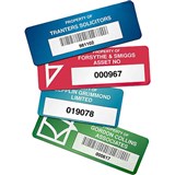 BRADY CUSTOM DURAGUARD ASSET TAGS 38 X 19MM WITH BARCODE PACK 10