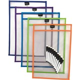 PROTEXT REWRITABLE STUDENT POCKETS CLEAR ASSORTED TRIMS A4 PACK 10