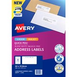 AVERY 959418 L7159 QUICK PEEL ADDRESS LABEL WITH SURE FEED LASER 24UP WHITE PACK 10