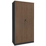 OM PREMIER FULL DOOR STATIONERY CUPBOARD 900 X 450 X 1800MM REGAL WALNUTCHARCOAL