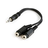 COMSOL AUDIO CABLE 35MM STEREO MALE TO 2 X 35MM STEREO FEMALE 100MM BLACK