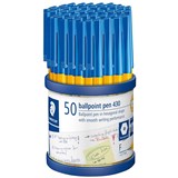 STAEDTLER 430 STICK BALLPOINT PEN FINE BLUE CUP 50