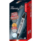 BIC INTENSITY METAL PRO PERMANENT MARKER CHISEL BLACK BOX 12