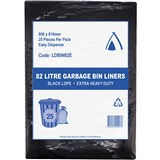 HUHTAMAKI EXTRA HEAVY DUTY LDPE BIN LINER 82 LITRE 950 X 810MM BLACK PACK 25