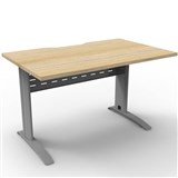 DELUXE RAPID SPAN STRAIGHT DESK WITH METAL MODESTY PANEL 1200 X 750 X 730MM SILVERNATURAL OAK