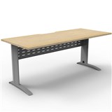 DELUXE RAPID SPAN STRAIGHT DESK WITH METAL MODESTY PANEL 1500 X 750 X 730MM SILVERNATURAL OAK