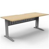 DELUXE RAPID SPAN STRAIGHT DESK WITH METAL MODESTY PANEL 1800 X 750 X 730MM SILVERNATURAL OAK
