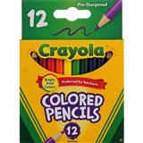 CRAYOLA SHORT COLOURED PENCILS ASSORTED PACK 12