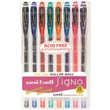 UNIBALL UM120 SIGNO GEL INK ROLLERBALL PEN 07MM ASSORTED WALLET 8