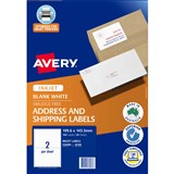 AVERY 936086 J8168 SHIPPING LABELS INKJET 2UP WHITE PACK 50