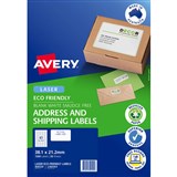 AVERY 959129 L7651EV ECO FRIENDLY LABELS LASER 65UP WHITE PACK 20