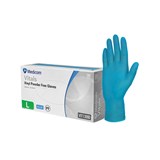 MEDICOM VITALS VINYL POWDER FREE GLOVES BLUE MEDIUM PACK 100