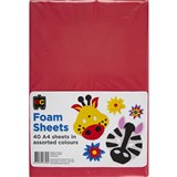 EDUCATIONAL COLOURS FOAM SHEETS A4 PACK 40