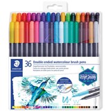 STAEDTLER 3001 DOUBLE ENDED WATERCOLOUR BRUSH PENS ASSORTED PACK 36