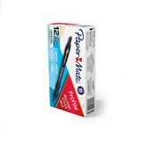 PAPERMATE PROFILE RETRACTABLE BALLPOINT PEN 10MM BLACK PACK 12