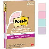 POSTIT 4621R4SSNRP SUPER STICKY NOTES 101 X 152MM RECYCLED LINED WANDERLUST PASTELS PACK 4