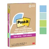 POSTIT 4621R4SST SUPER STICKY NOTES 101 X 152MM RECYCLED LINED OASIS PACK 4